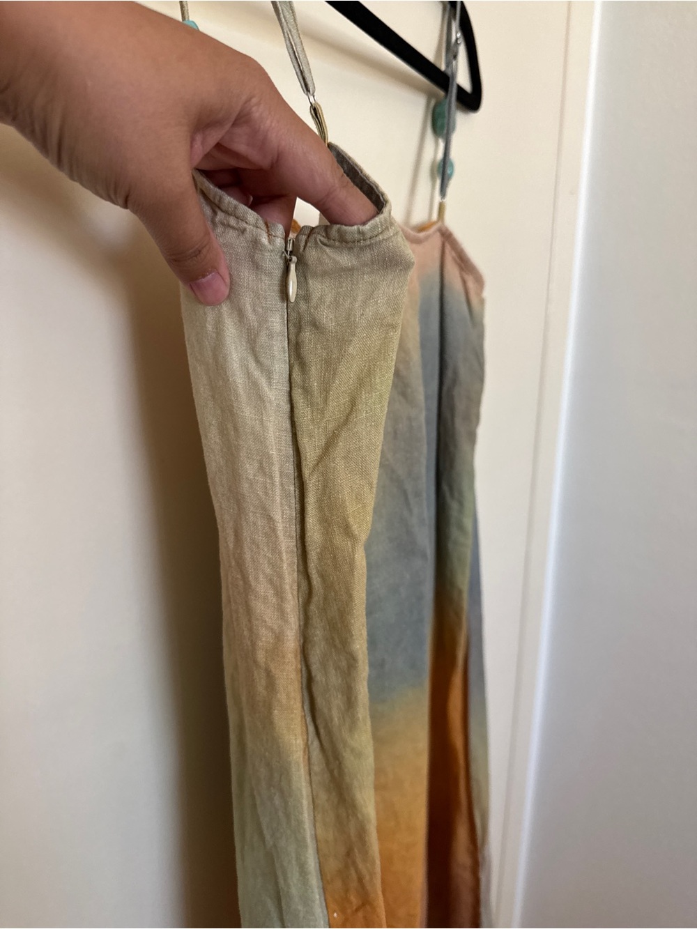 STAUD Laura Linen Beaded Strap Maxi Dress Multi Size M - Picture 9 of 14
